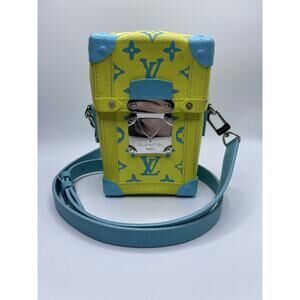 Louis Vuitton Monogram Leather Vertical Trunk 2023 Blue and Yellow SPB-JB 357568